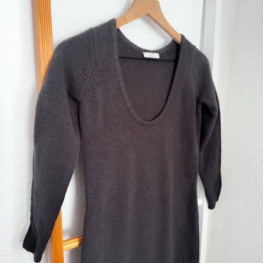 AYR Organic Cotton Long Midi Sweater Dress Dark Gray - Picture 5 of 11